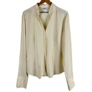 Vintage cream silk long sleeve button up blouse